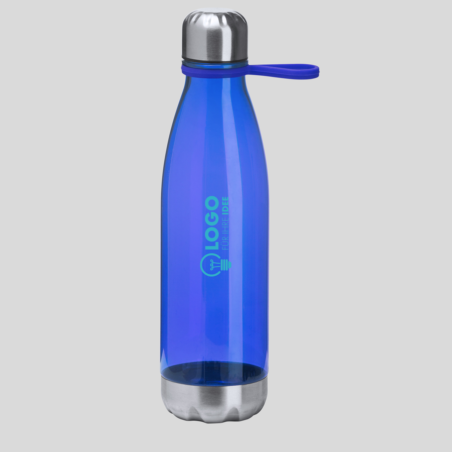 Transparente Sportflasche 700 ml blau Tampondruck 