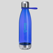 Transparente Sportflasche blau Tampondruck