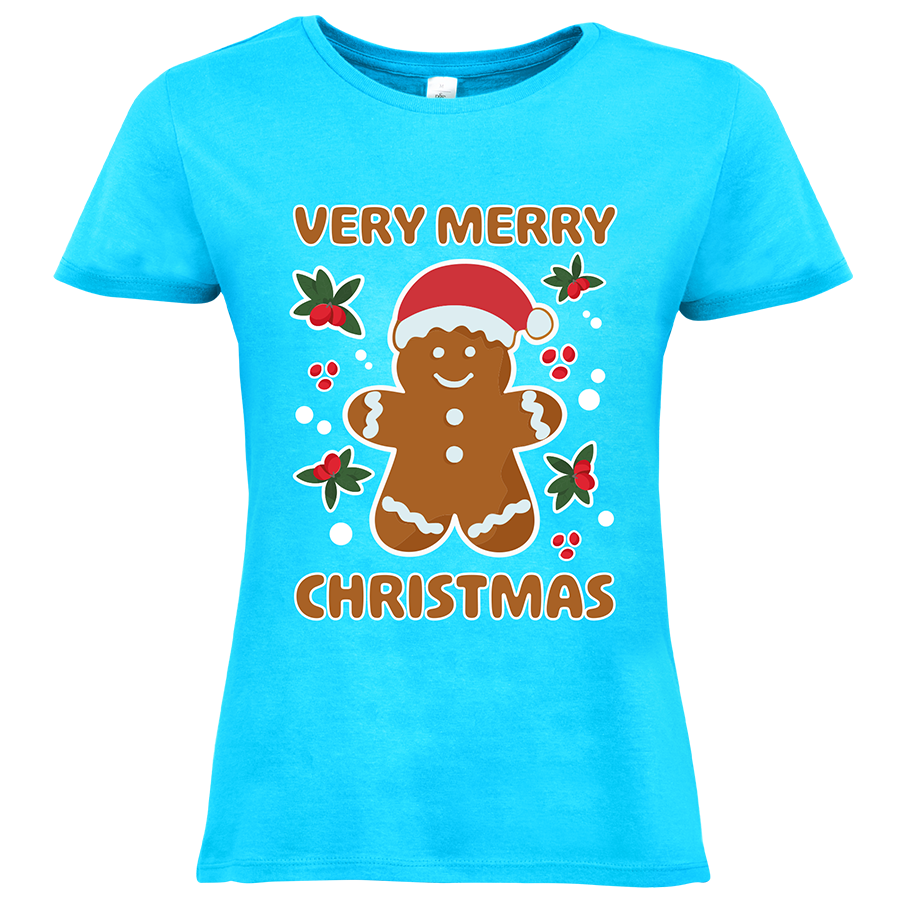 T-Shirt Damen Basic atoll mit Standardmotiv Weihnachten Lebkuchen