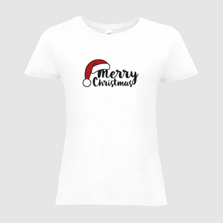 Weisses T-Shirt Damen Basic Weihnachten Merry Christmas