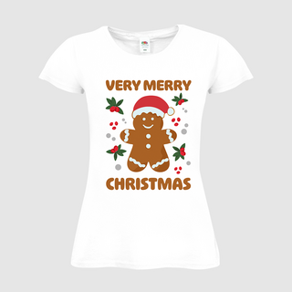Weisses Damen-T-Shirt mit Standardmotiv Weihnachten Lebkuchen bedruckt