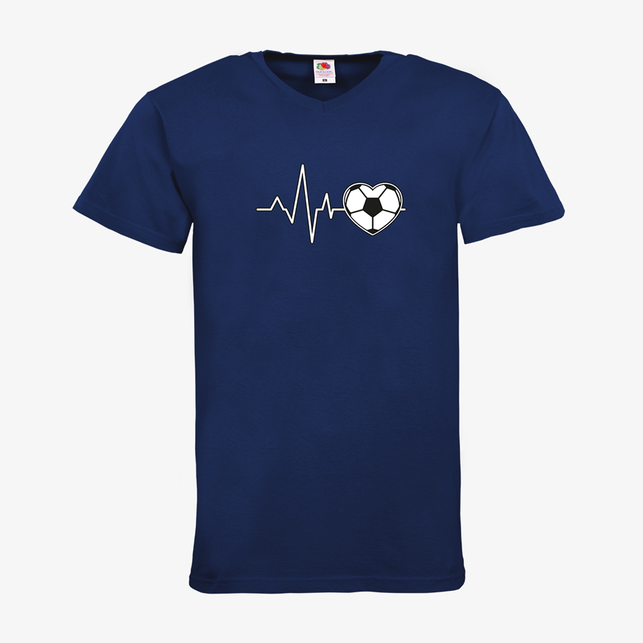 T-Shirt mit Standardmotiv Fussballherz Herren V-Neck-Ausschnitt