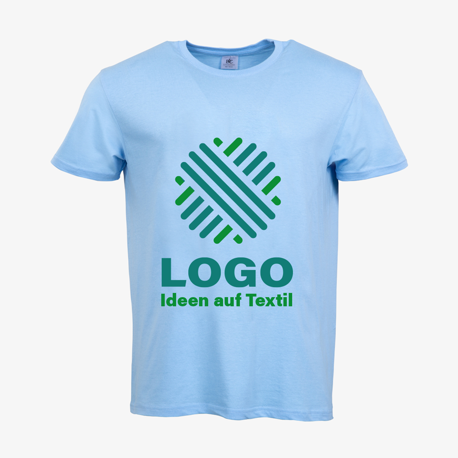T-Shirts Herren blau Basic Siebdruck B&C zweifarbig bedruckt