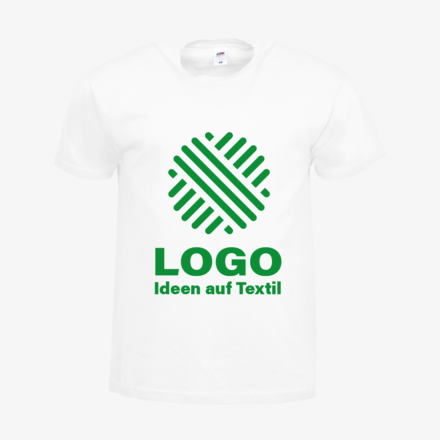 weißes Budget-T-Shirt für Herren von Fruit of the Loom mit 1-farbigem Siebdruckmotiv