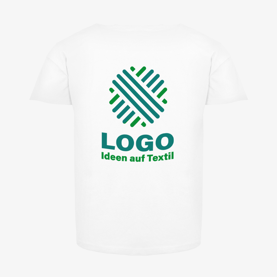 weißes Budget-T-Shirt für Herren von Fruit of the Loom mit 2-farbigem Siebdruckmotiv auf der Rückseite