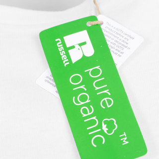 T-Shirt Damen Organic weiss Russel Detail Öko-Label