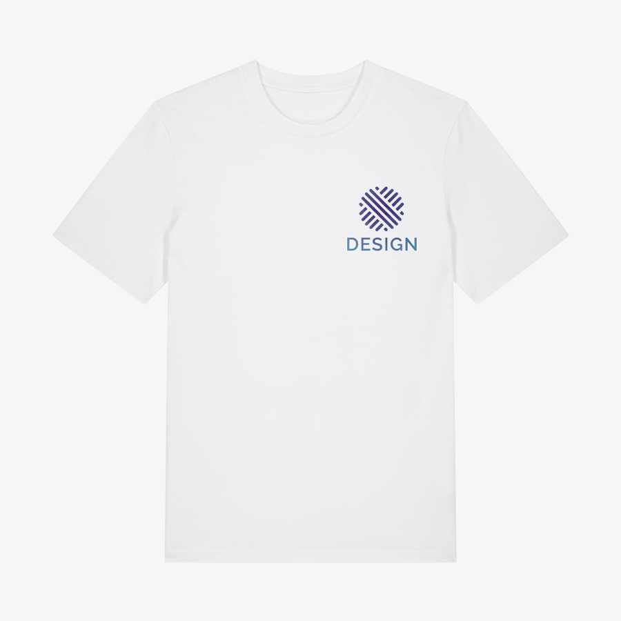 Weisses Herren-T-Shirt von Stanley/Stella aus organischer Baumwolle, vollfarbiger Textildirektdruck auf der Brust