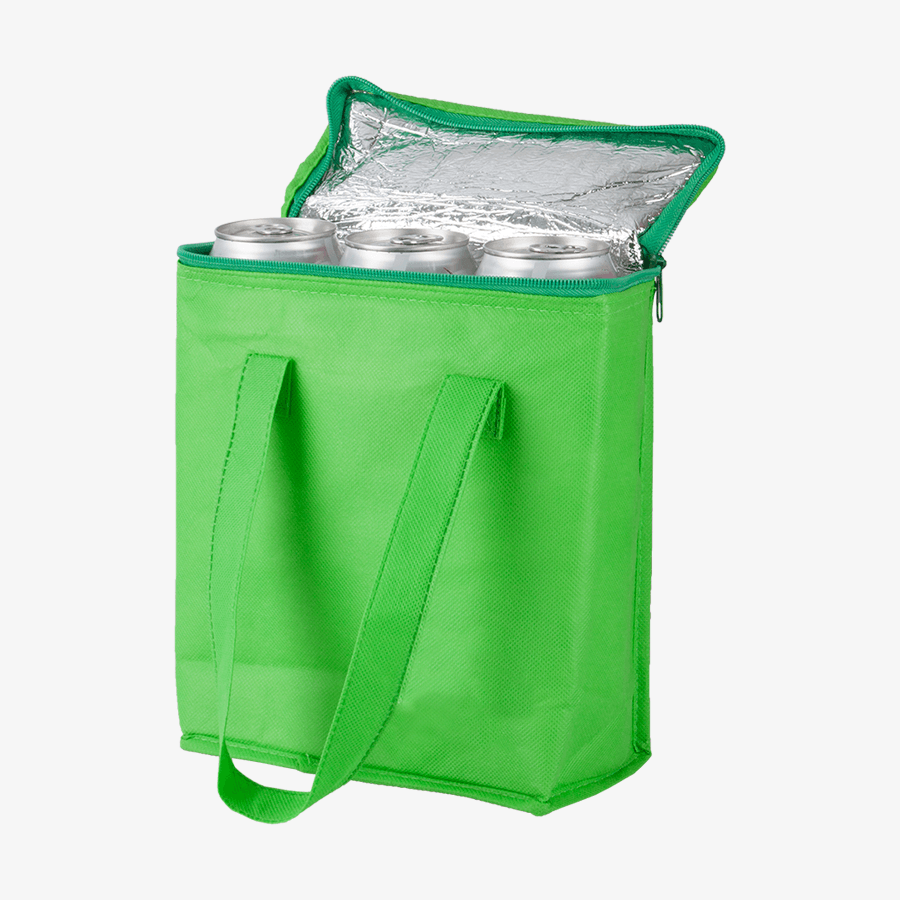 Grüne Kühltasche aus Non-Woven mit Reissverschluss ohne Aufdruck