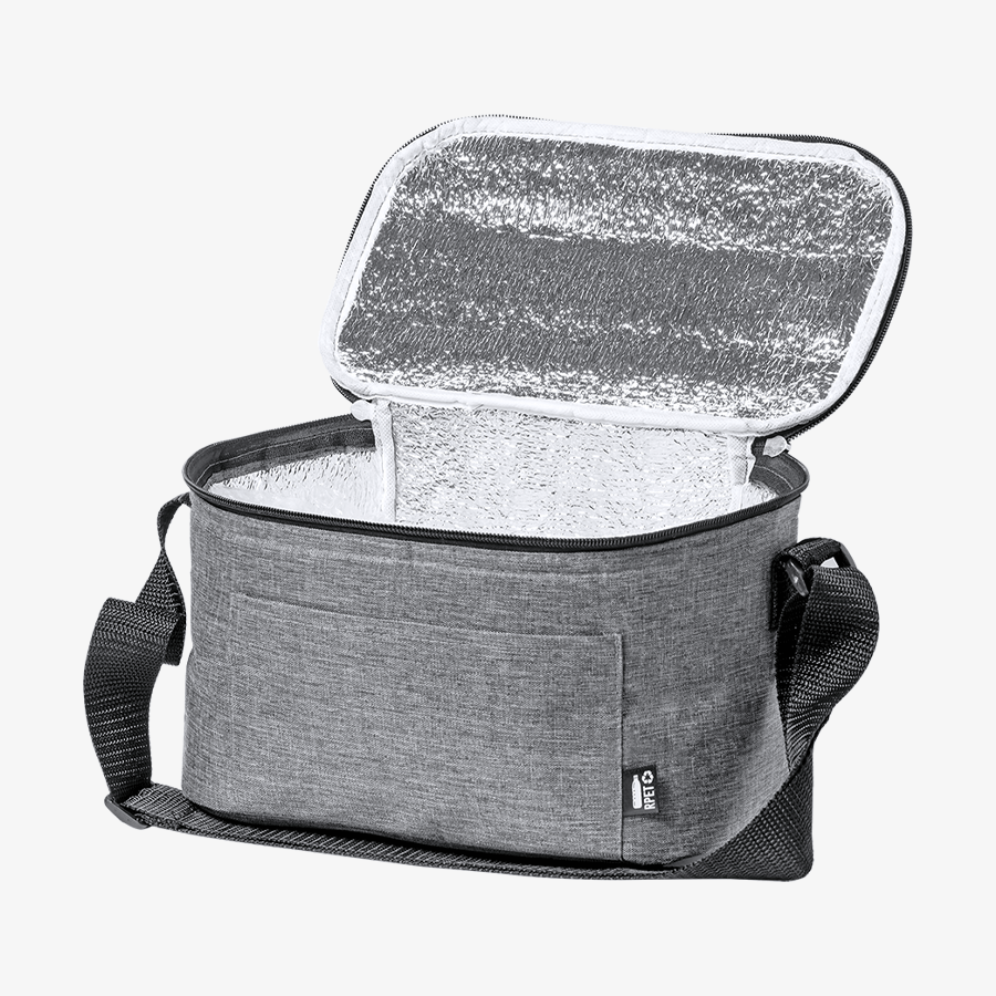 Unbedruckte Picknicktasche mit Reissverschluss, aus RPET und mit Aluminiumpolsterung