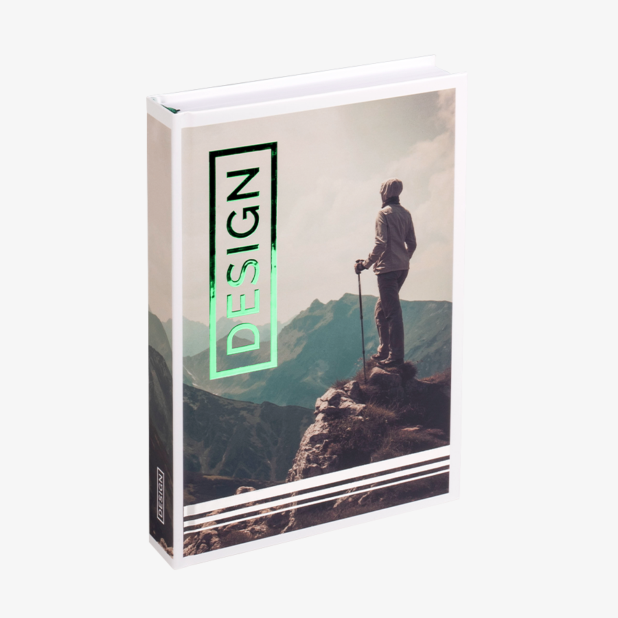 Buch-Cover mit Veredelung mit partieller Heissfolie grün