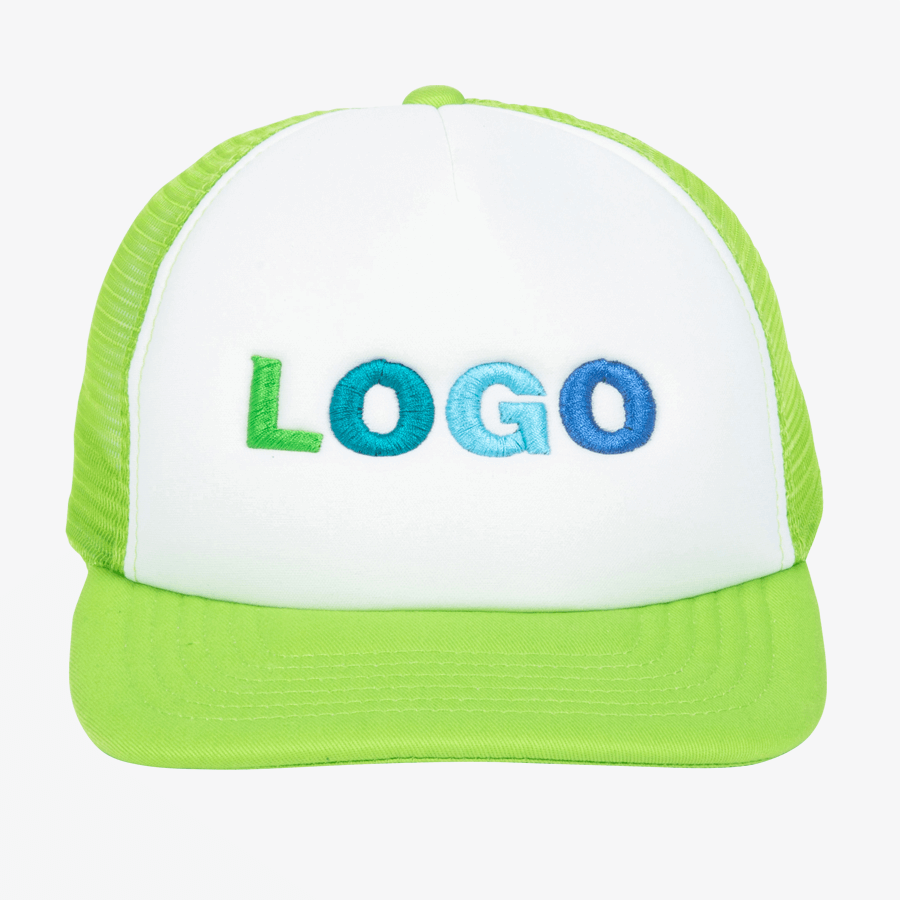 Vintage-Trucker-Snapback-Cap Junior in Grün-Weiss, mit individueller 3D-Stickerei