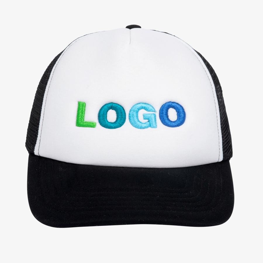schwarz-weisse Vintage-Trucker-Snapback-Cap mit individueller 3D-Stickerei