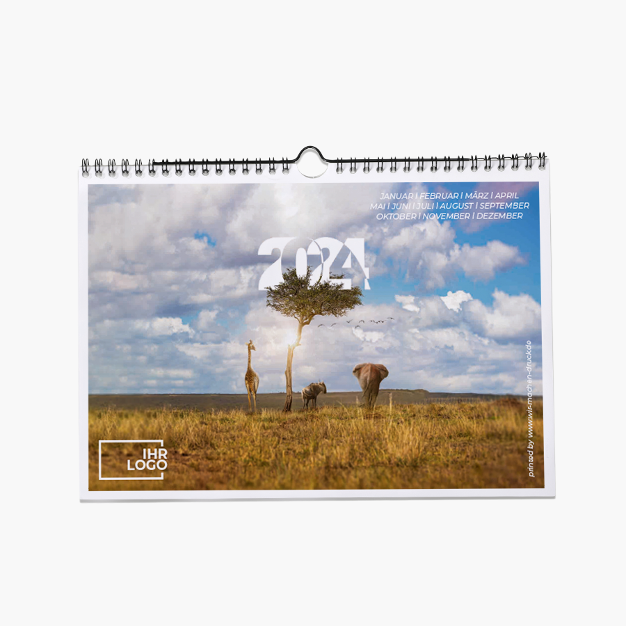 Wochenwandkalender im Querformat im Design Wildlife