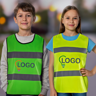 Bedruckte Warnschutzponchos in Neongrün und Neongelb für Kinder