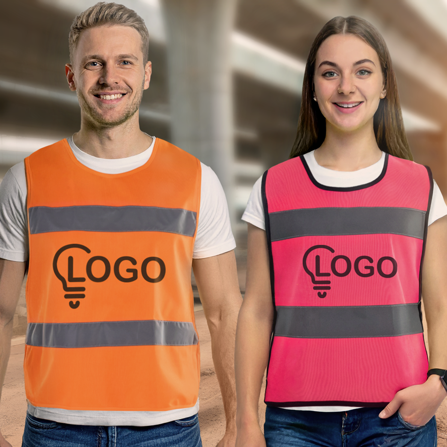 Unisex-Warnschutzponchos in Neonorange und Neonpink Siebdruck