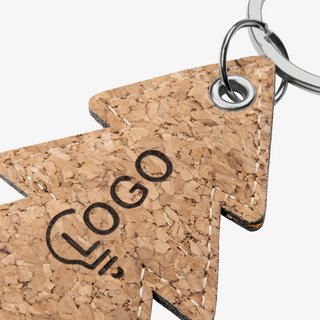 Weihnachts-Schlüsselanhänger aus Kork in Form eines Tannenbaums, mit Gravur