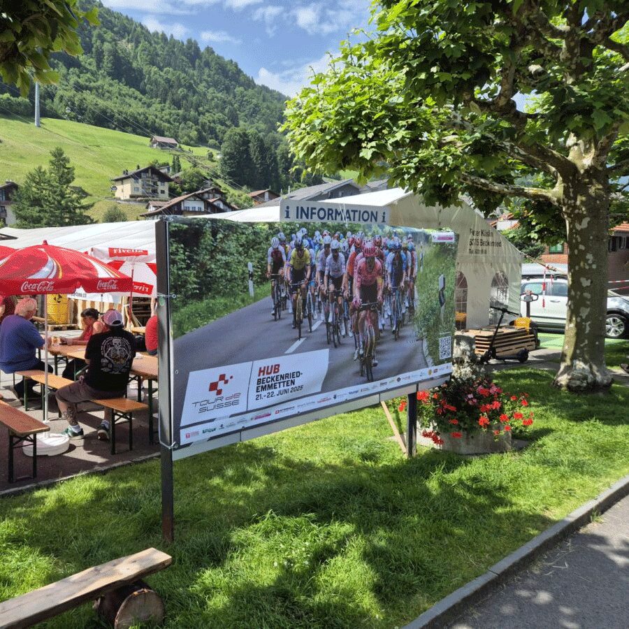 WIRmachenDRUCK Blache Ortseingang Sponsoring Tour de Suisse 2025