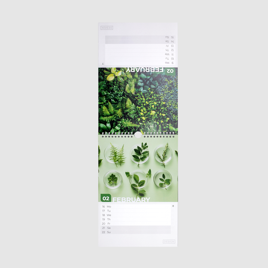Beidseitig bedruckter Wochenkalender in DIN A4, mit robuster Spiralbindung