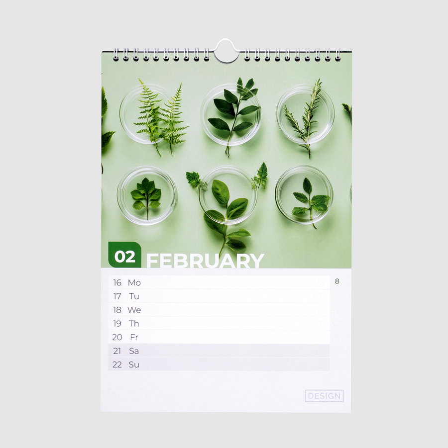 Wochenkalender mit stabiler Spiralbindung in DIN A4, vollfarbig bedruckt m
