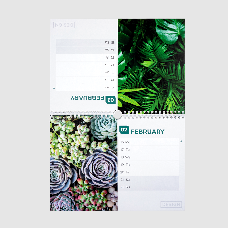 Wochenkalender im Querformat, beidseitig und vollfarbig mit Wunschmotiv bedruckt