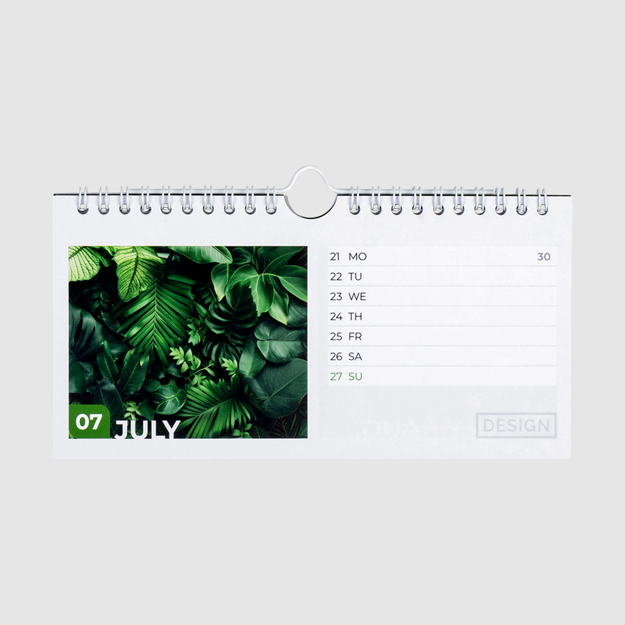 Vollfarbig mit Wunschmotiv bedruckter Wochenkalender DIN lang quer