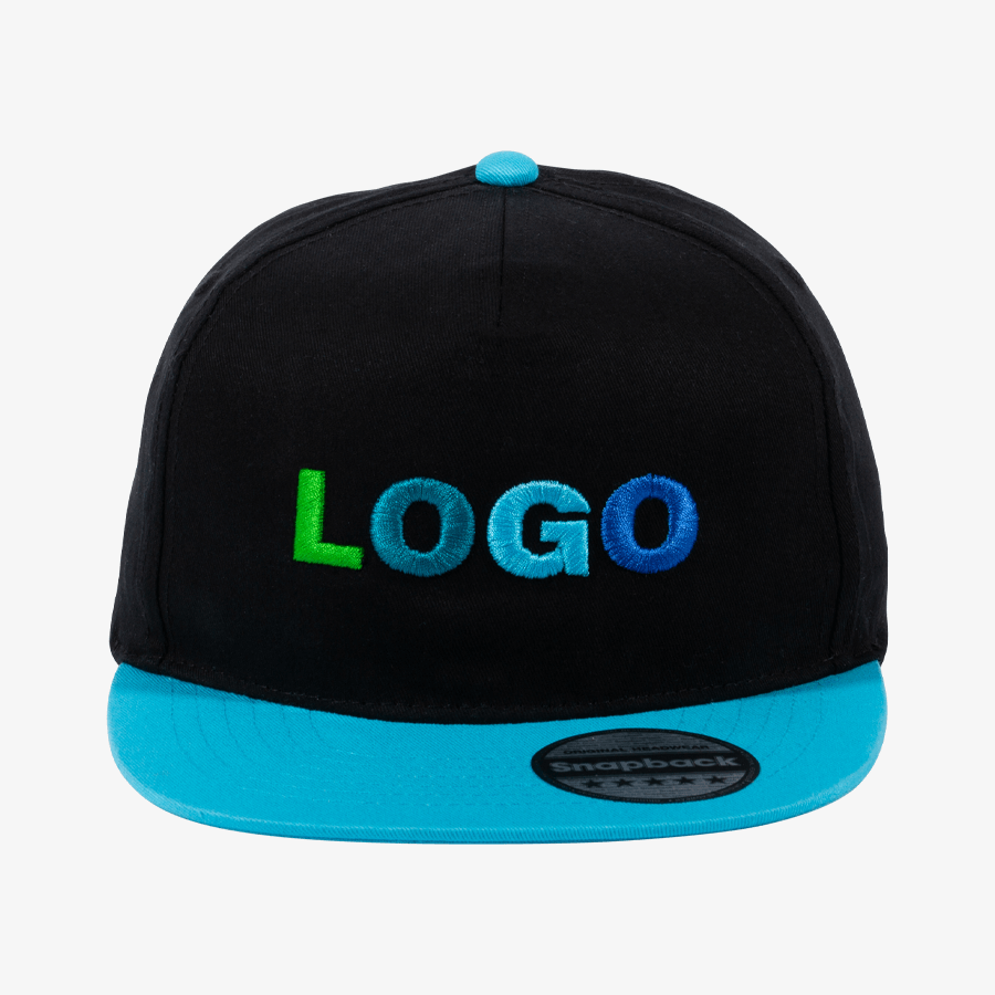 Snapback-Cap Youth Size mit 3D-Stickerei im türkis-schwarzen Design