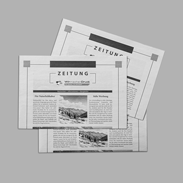 Zeitung DIN A4 schwarz-weiss Titelseiten gestapelt