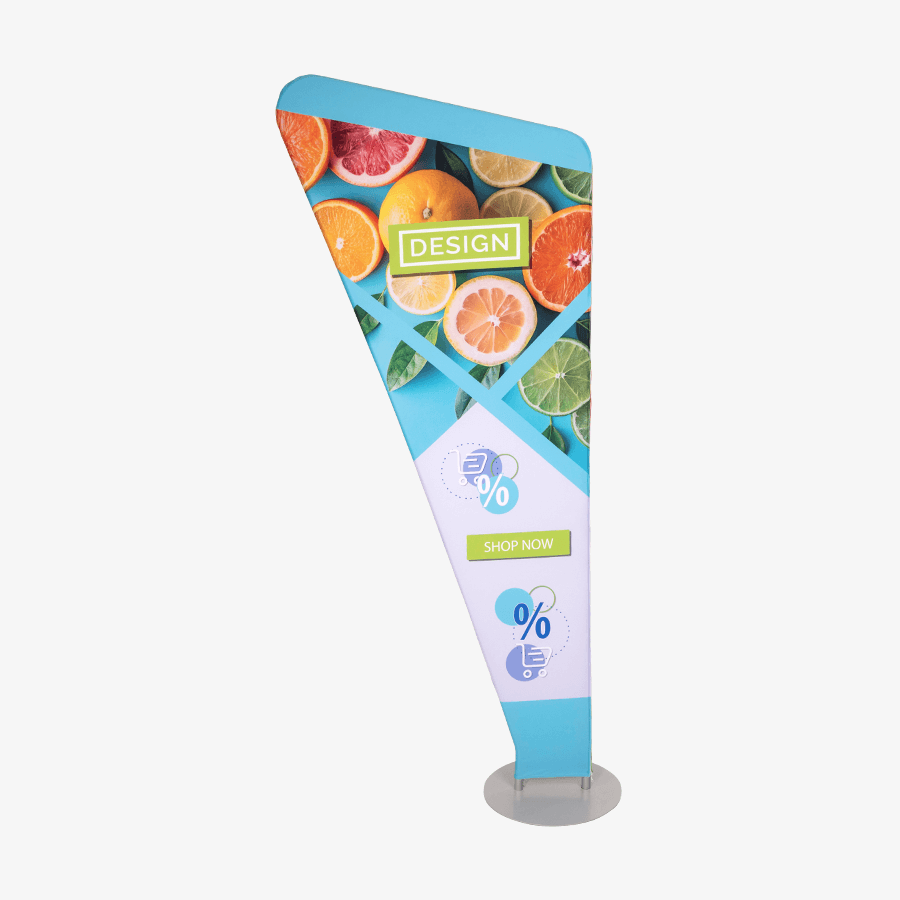 108 x 254 cm grosses Zipper-Banner Triangle mit vollfabrig bedrucktem Stoff
