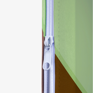 Detail Reissverschluss der Zipper-Wall Curved, mit bedrucktem Stoffbezug
