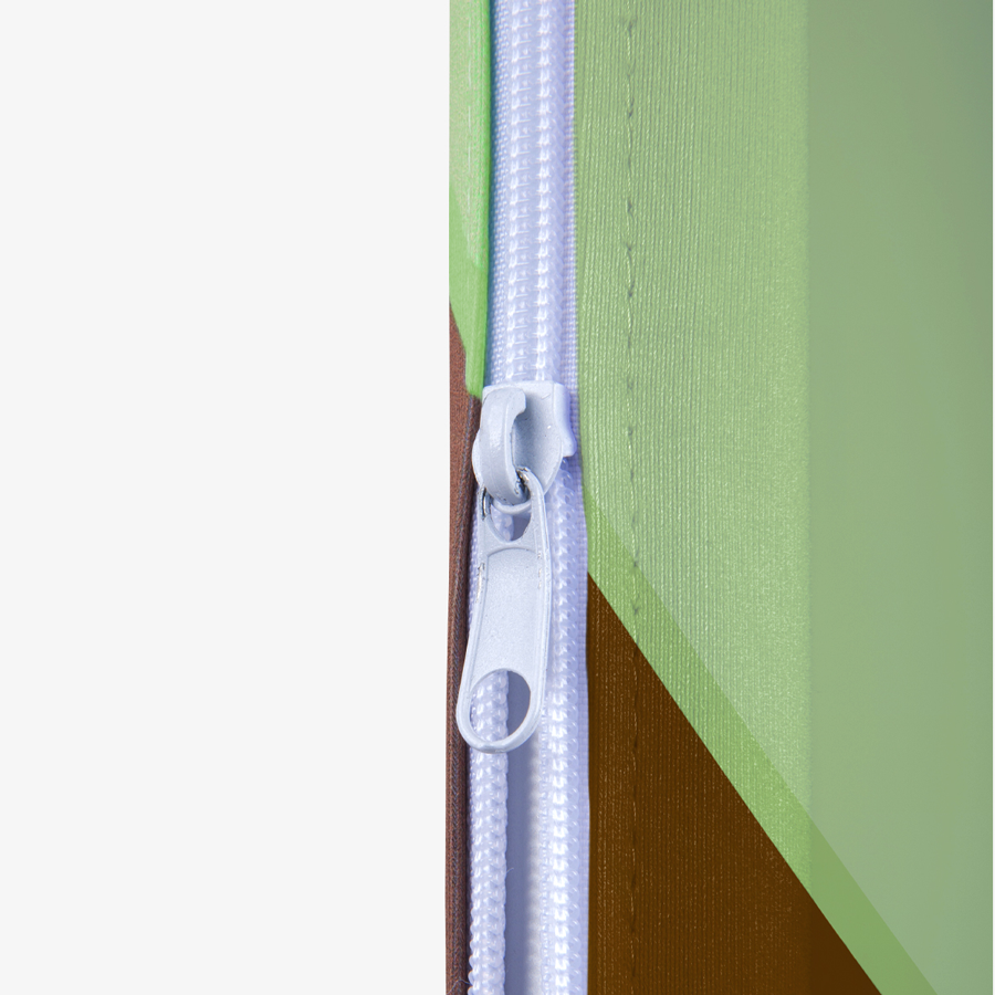 Detail Reissverschluss der Zipper-Wall Curved, mit bedrucktem Stoffbezug