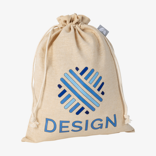 naturfarbener Zuziehbeutel aus Baumwollmix, hochwertig bedruckt mit personalisiertem Design/Logo