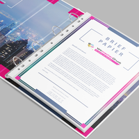 Aktenordner, farbig bedruckt, aufgeklappt, Stadt Motiv