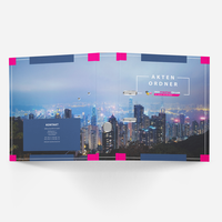 Aktenordner, farbig bedruckt, aufgeklappt, Stadt Motiv