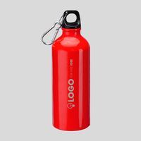 Aluminiumflasche mit Karabinerhaken, rot, frontal