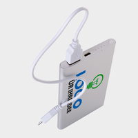 Aluminium-Powerbank 4.000 mAh,silber, 4/0 farbig bedruckt, mit  Ladekabel