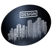 Aluminiumverbundplatte schwarz gebürstet, oval konturgefräst, 1-farbig weiß