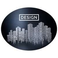 Aluminiumverbundplatte schwarz gebürstet, oval konturgefräst, 1-farbig weiß