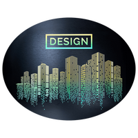 Aluminiumverbundplatte schwarz gebürstet, oval konturgefräst, 4-farbig + weiß hinterlegt