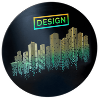 Aluminiumverbundplatte schwarz gebürstet, kreisrund konturgefräst, 4-farbig + weiß hinterlegt