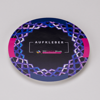 Aufkleber farbig bedruckt, rund, liegend