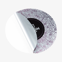 Aufkleber, bedruckt, Silber, aufgeklappt