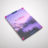 Aufkleber DIN A3, Ansicht des farbbrillanten Drucks, Druckbild Schneelandschaft in magentatönen