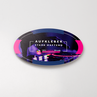 Aufkleber stark klebend, oval Form, bedruckt mit Text