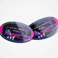 Aufkleber stark klebend, oval Form, bedruckt mit Text