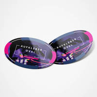 zwei Aufkleber oval leicht gewölbt mit Schattenfall nach rechts