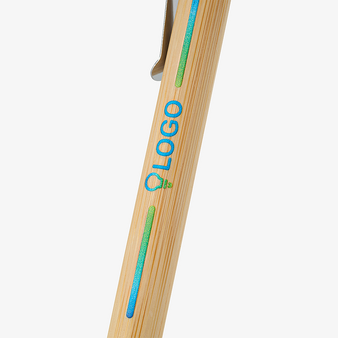 Bambus-Kugelschreiber mit Metallclip - UV-Druck