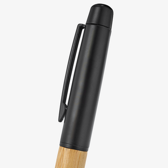 Bambus-Kugelschreiber Schwarz, ohne Werbeanbringung