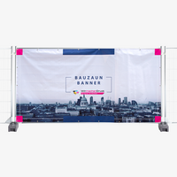 Banner, farbig bedruckt, mit Ösen und Saum