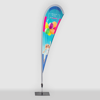 Beachflag, farbig bedruckt, stehend mit Luftballon Motiv