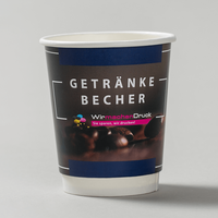 Becher doppelwandig 200ml, 4/0-farbig (CMYK), Vorderansicht